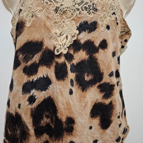 Red Valentino Brown Leopard Lace Trim Camisole Size 44