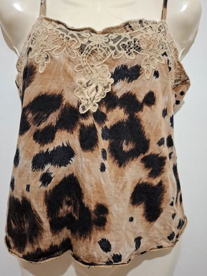 Red Valentino Brown Leopard Lace Trim Camisole Size 44