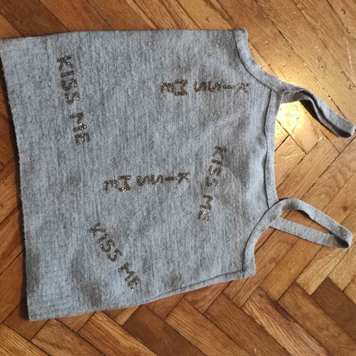Phard knitted tank top with glitter letters, like new, gray