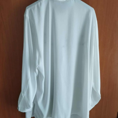 White satin shirt like new with black embroidered details, size XL