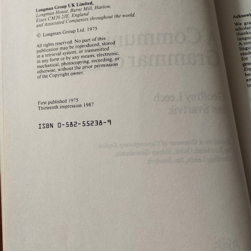 A Communicative Grammar of English Leech & Svartvik Longman 1987 like new