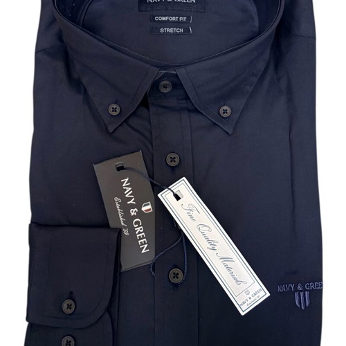 Navy & Green Men's Blue Button Shirt Size L New