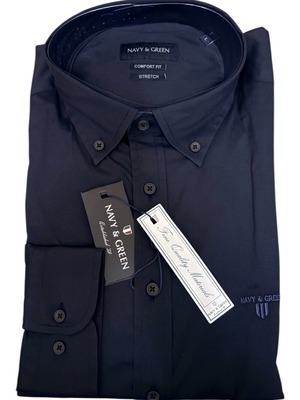 Navy & Green Men's Blue Button Shirt Size L New