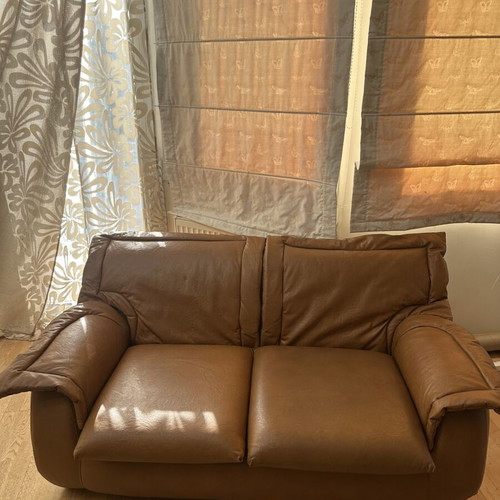 Leather sofa set, three-piece, genuine leather