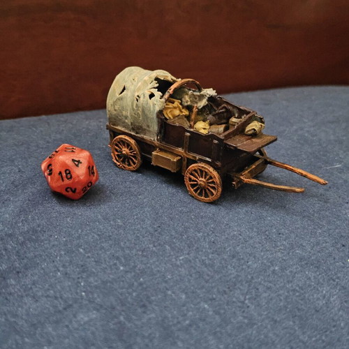 Abandoned wagon for DnD and tabletop, hand-painted and stylized