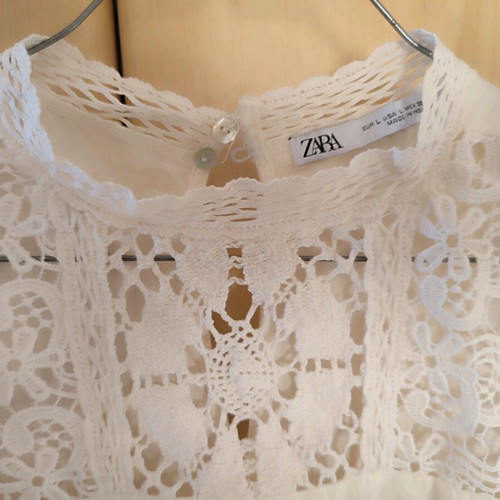 Zara cotton sleeveless top with lace bust like new, white