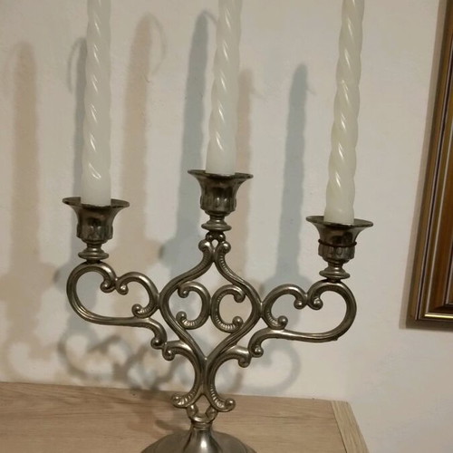 Candlestick with candles like new, height 22 cm