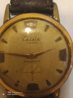 Swiss winding watch used, gold color, 1950-60