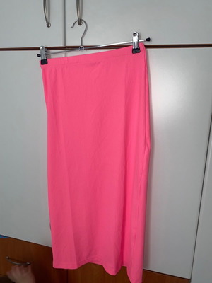 Rib midi fitted skirt intense pink small new