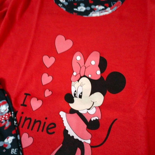 Minnie women's cotton pajamas new, size L, black and red