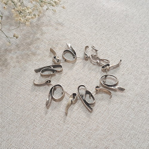 Silver 925 Handmade Bracelet with Organic Abstract Shapes like new
