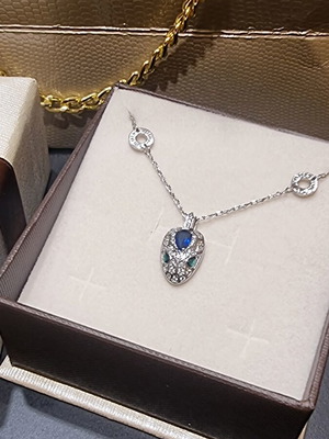 Serpenti snake head necklace, 925 silver plated pendant