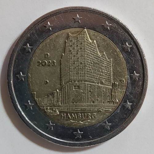 Commemorative 2 euro Germany 2023 Hamburg used, Elbphilharmonie
