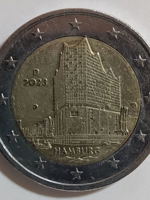 Commemorative 2 euro Germany 2023 Hamburg used, Elbphilharmonie
