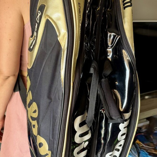 Wilson K Pro Tour Super Six Tennis Bag like new, black and gold