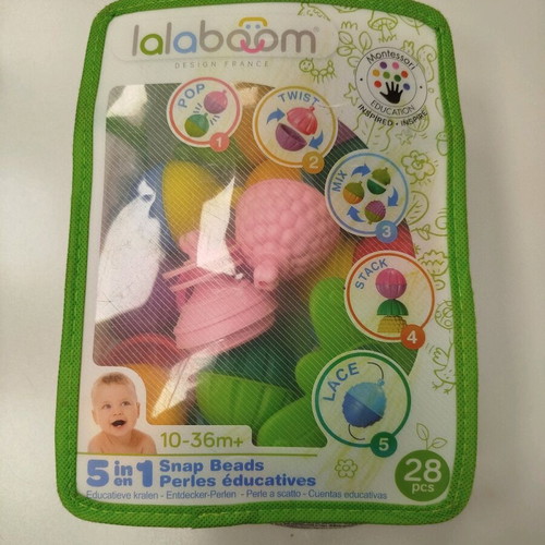 Lalaboom baby toy 5 in 1 educational beads with pouch 23 pieces like new