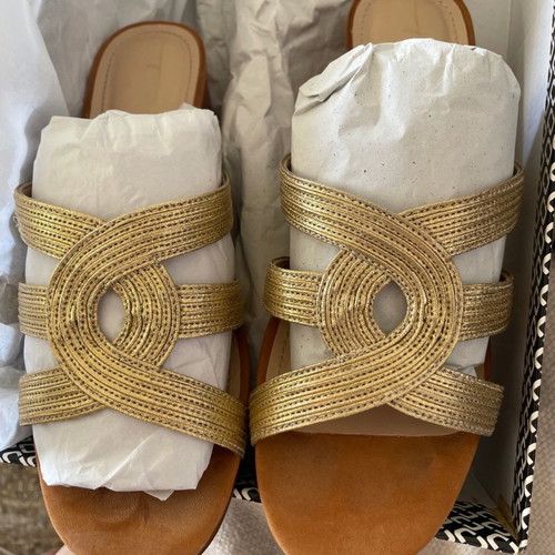 Tabita Brazil gold sandals size 38 with leather anatomical insole