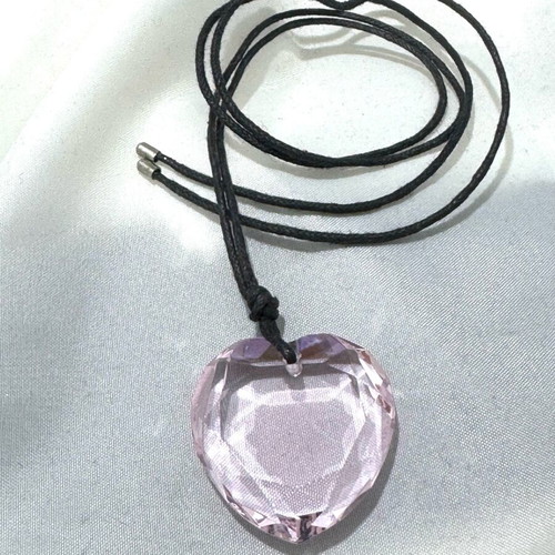 Swarovski necklace like new with leather strap pink