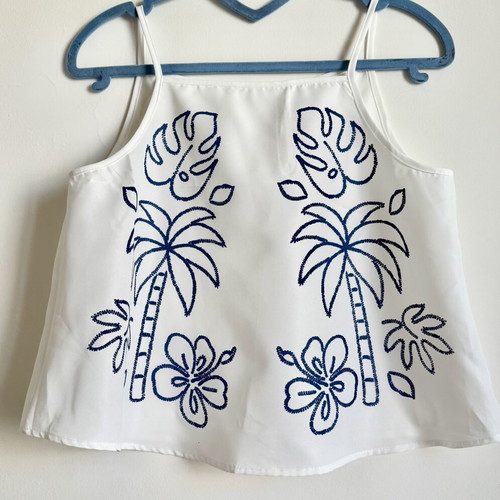 Shein White Tropical Printed Cami Top Size M New