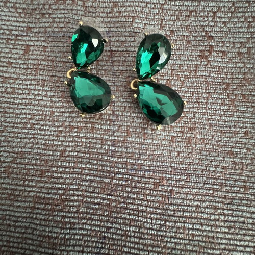 Earrings set of two pairs new, black and green with strass