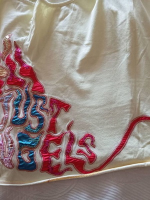 Just Angels Y2K Racerback Top like new, embroidered flames & devil tail