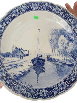 Διακοσμητικό πιάτο πορσελάνης Boch Delft Royal Sphinx Holland 34 εκ. καινούργιο