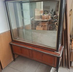 Display cabinet two pieces used with three glass shelves
