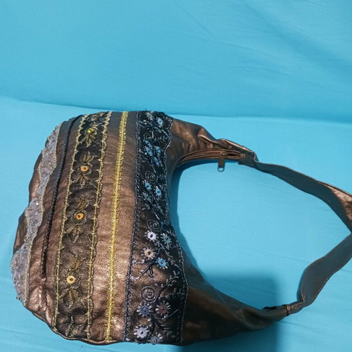 Golden brown shoulder bag used with sequins