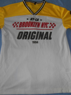 T-shirt H&M NY-LA Brooklyn NYC, μέγεθος XS, λευκό-κίτρινο, ελάχιστα φορεμένο
