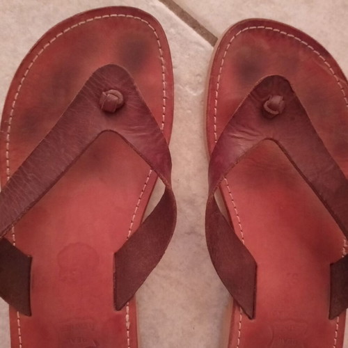 Leather sandals flip-flops size 37 used, brown
