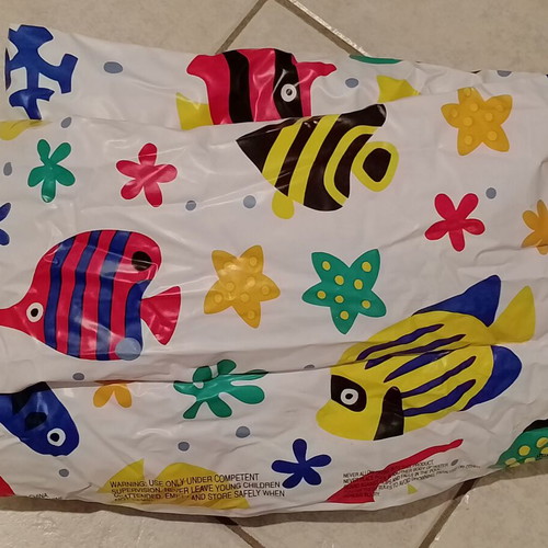 Inflatable children's pool with fish design used