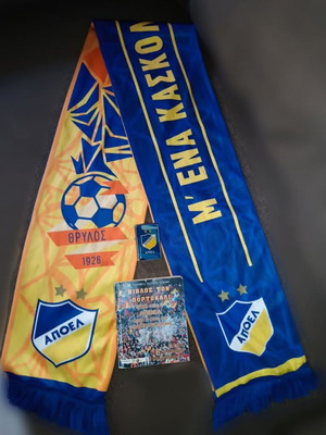 Apoel scarf, small book and lighter used