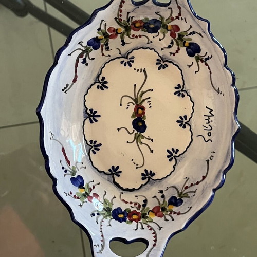 Decorative handmade plate from Milos like new, 23cm x 14cm x 6cm