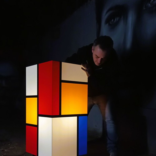 Floor Lamp Homage to Mondrian LED New, Premium Plexiglass Design