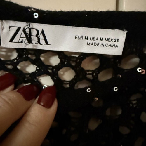 Zara black mesh blouse with small discreet sequins like new, size M