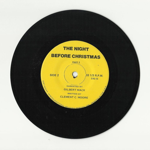 Children's vinyl record The Night Before Christmas used ERS-10