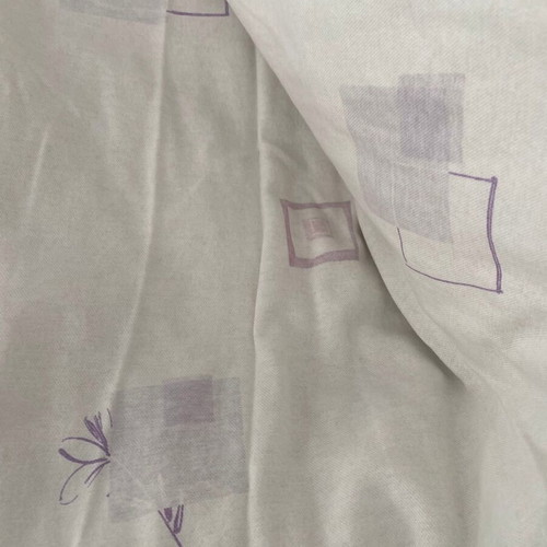 Pair of cream pink and purple curtains, printed design