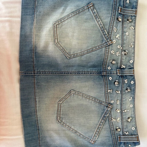 Denim skirt used size 42 with pearls and strass