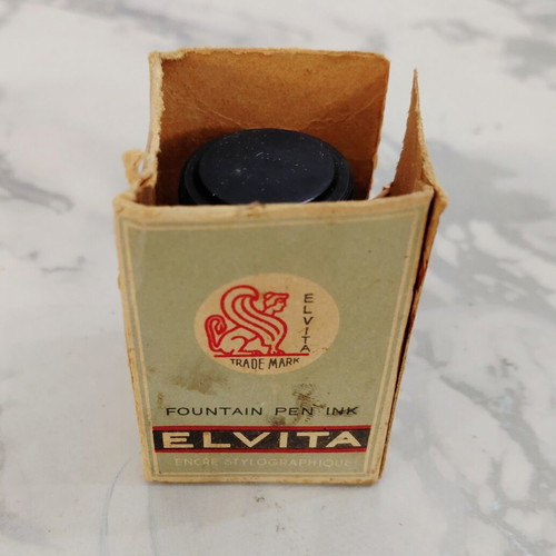 Elvita vintage glass ink bottle 1950s