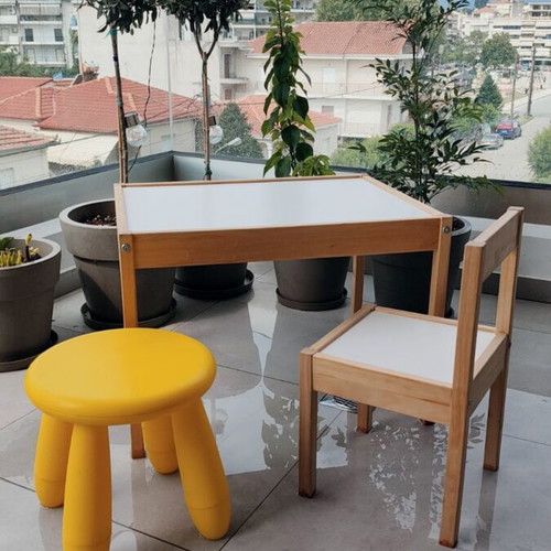 IKEA children's set LAAT and MAMMUT with table, chair and yellow stool