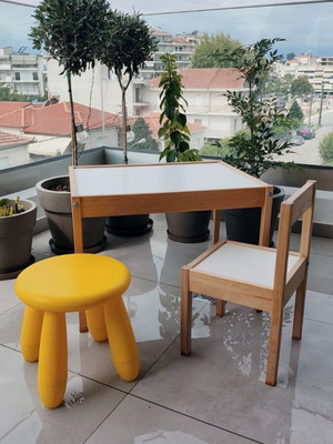 IKEA children's set LAAT and MAMMUT with table, chair and yellow stool