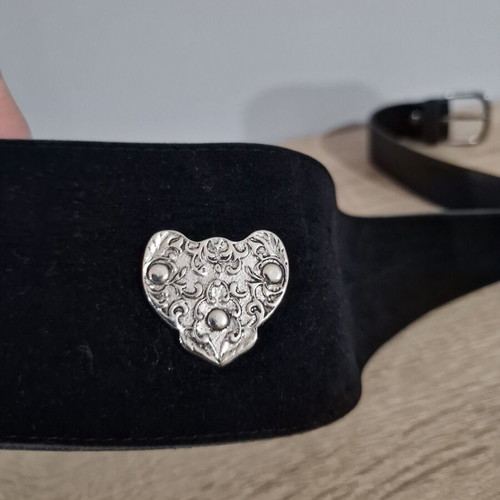 Vintage Trachten velvet women belt 100 cm new, black and silver