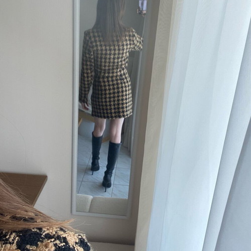 Zara set with cropped blazer and mini skirt like new, black and yellow