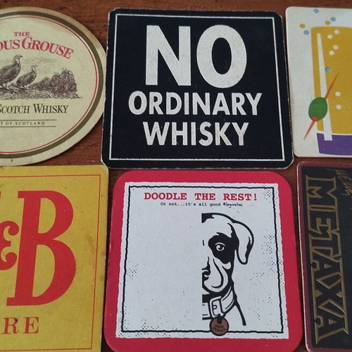 Vintage beer coasters used, pack of 21, collectible brands