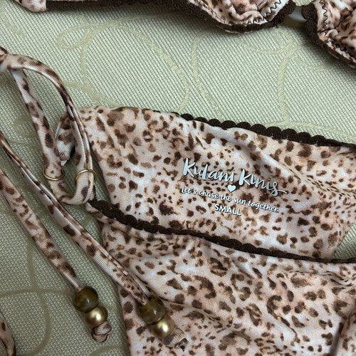 Kulani Kinis Leopard Bikini like new, size S, beige and brown