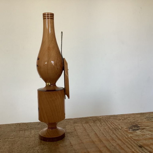 Vintage decorative wooden lamp souvenir from Metsovo