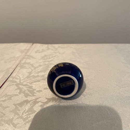 Fine Cobalt Vase καινούργιο μπλε με χρυσό 7 χ 5 εκ.
