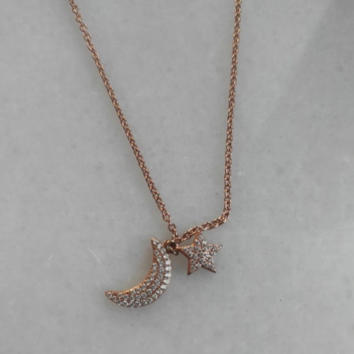 Folli Follie necklace in rose gold color with zircon, like new