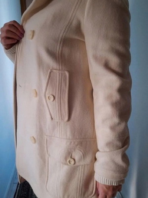 Mango white coat like new, size L