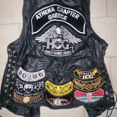 Leather vest small full patches HOG collectible like new